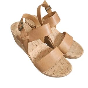 Korks Women's Tan Strappy Wedge Sandals Size 9M